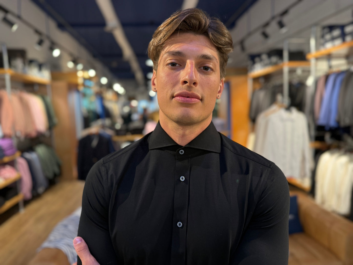 Black Stretch Long Sleeve Shirt