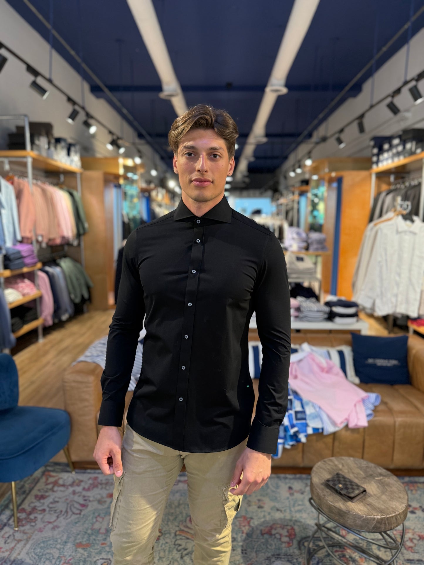 Black Stretch Long Sleeve Shirt