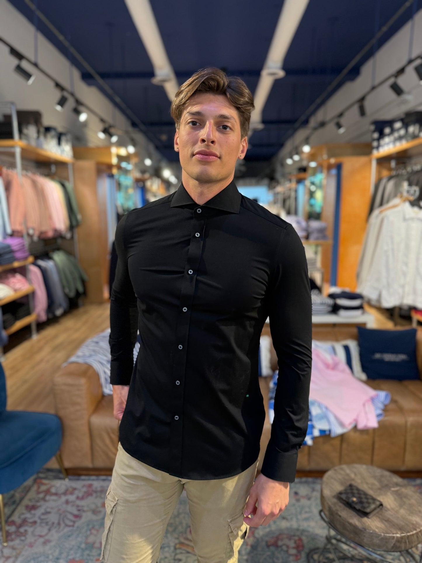 Black Stretch Long Sleeve Shirt