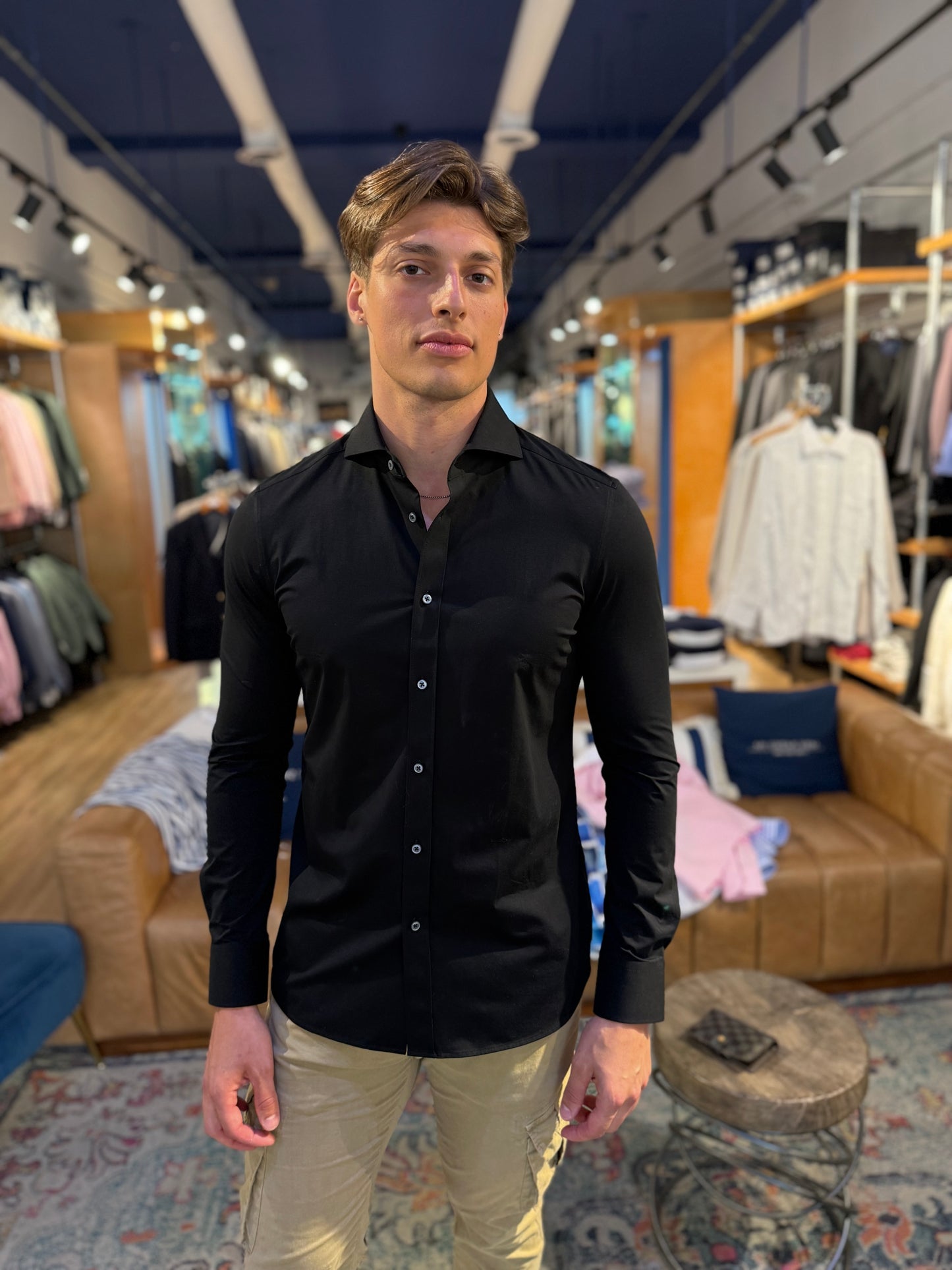 Black Stretch Long Sleeve Shirt