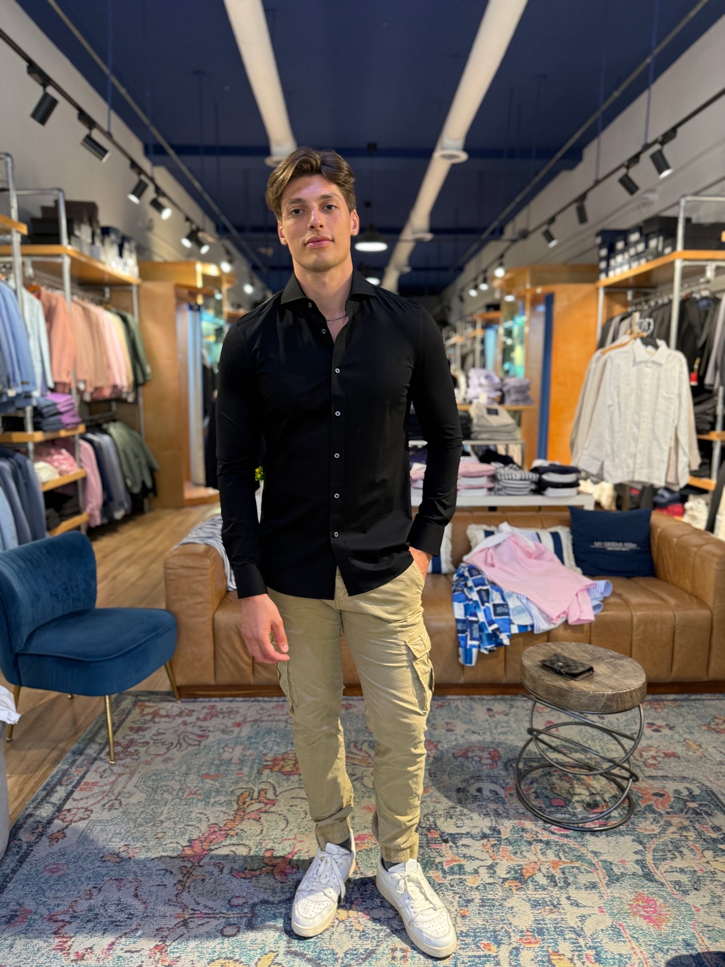 Black Stretch Long Sleeve Shirt