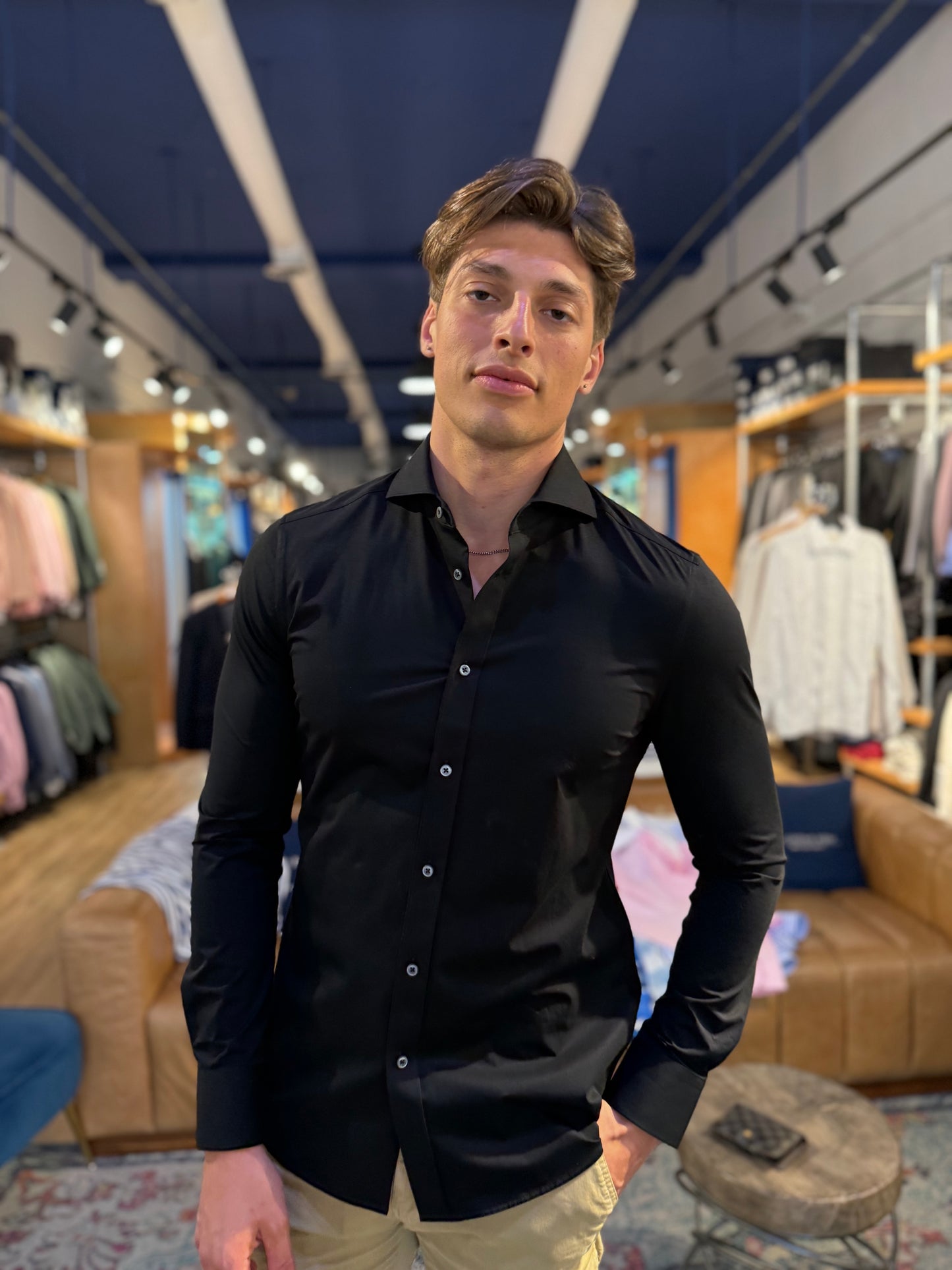 Black Stretch Long Sleeve Shirt