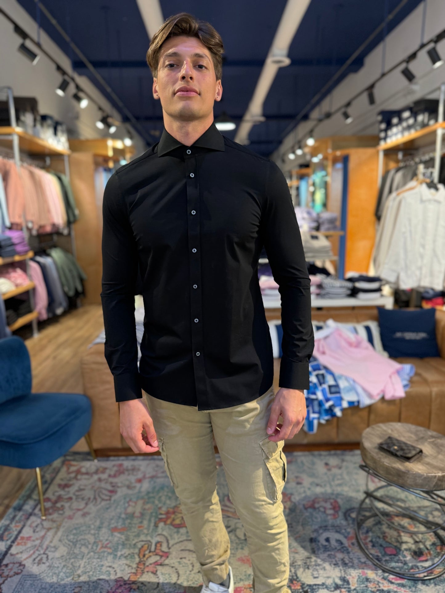 Black Stretch Long Sleeve Shirt