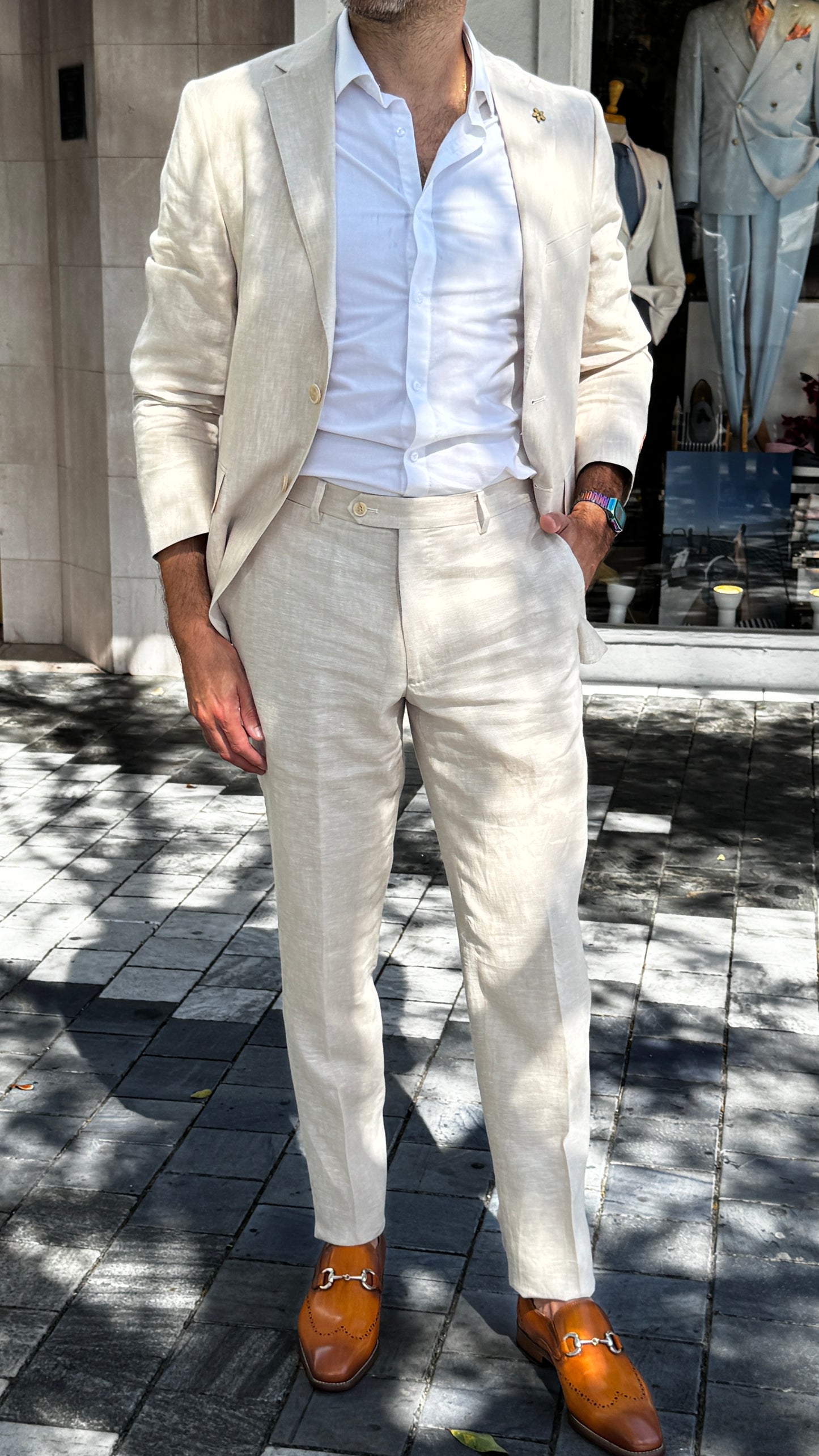 Linen Beige Italian Suit