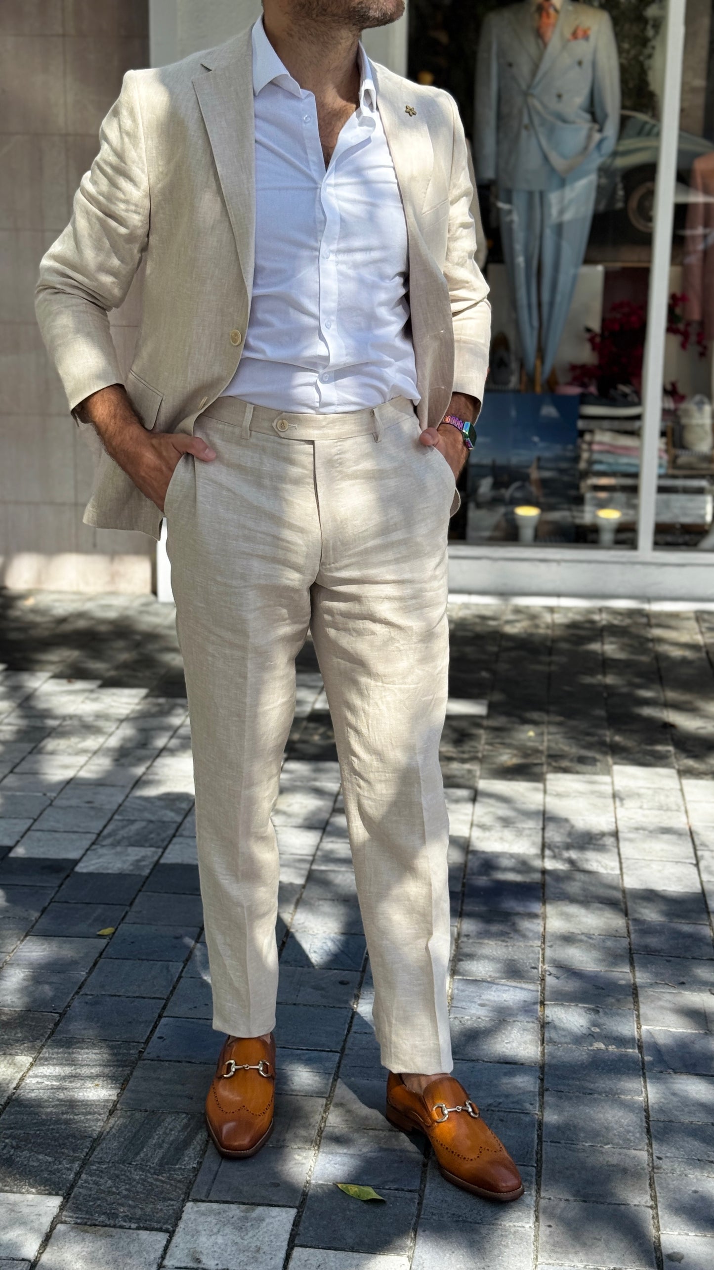 Linen Beige Italian Suit