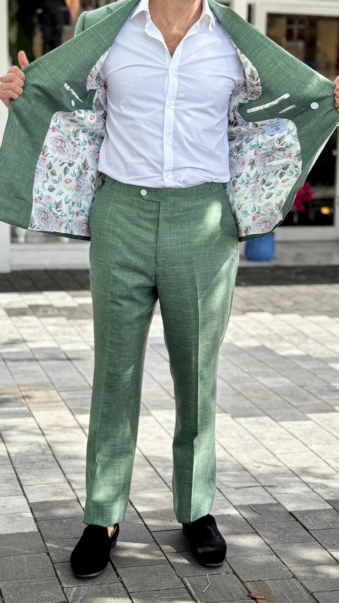 Custom-Made Double-Breasted Green Suit