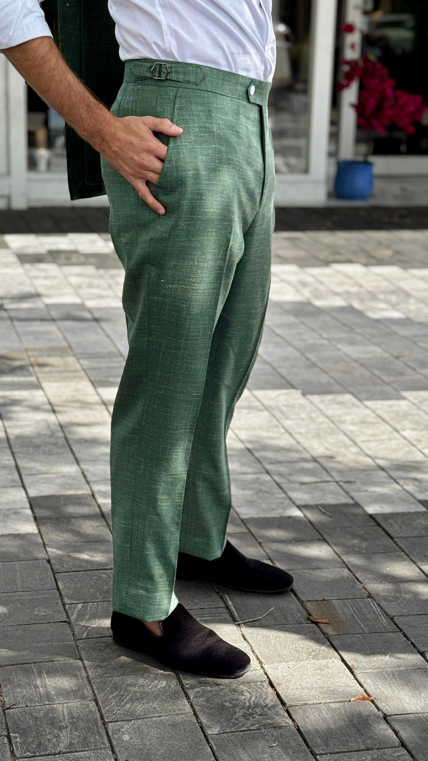 Custom-Made Double-Breasted Green Suit