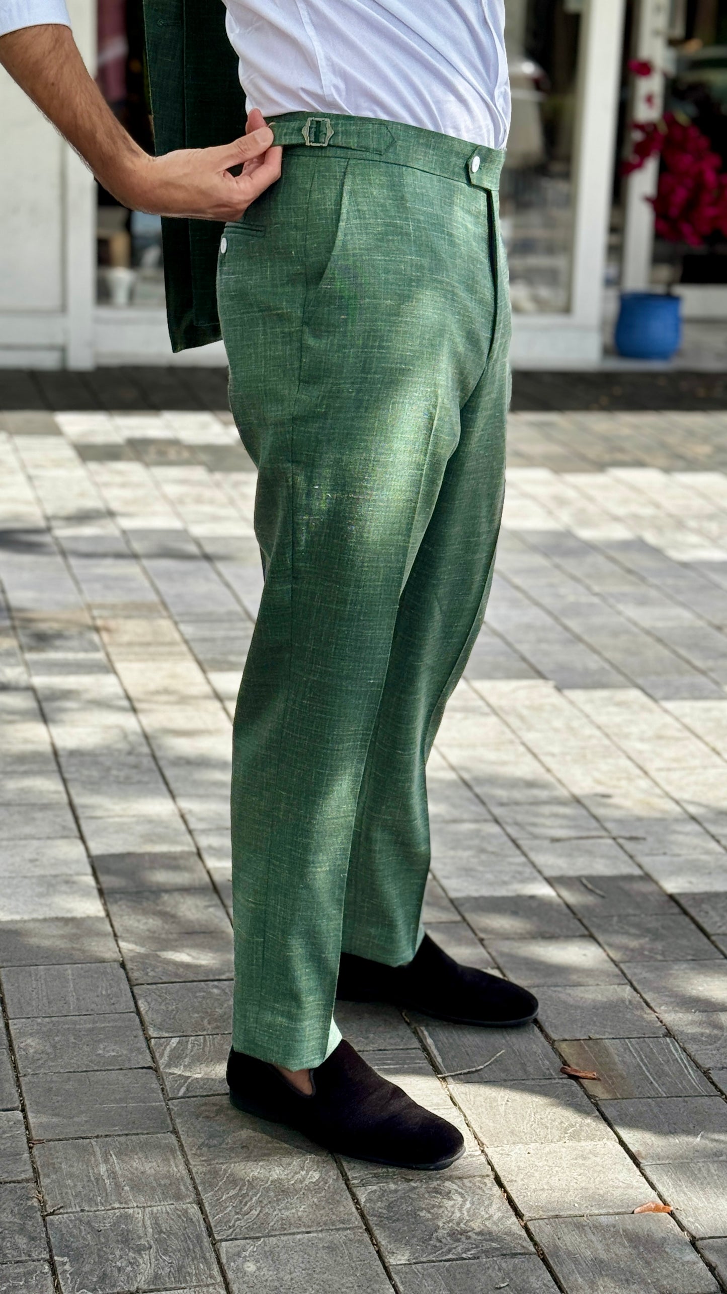 Custom-Made Double-Breasted Green Suit