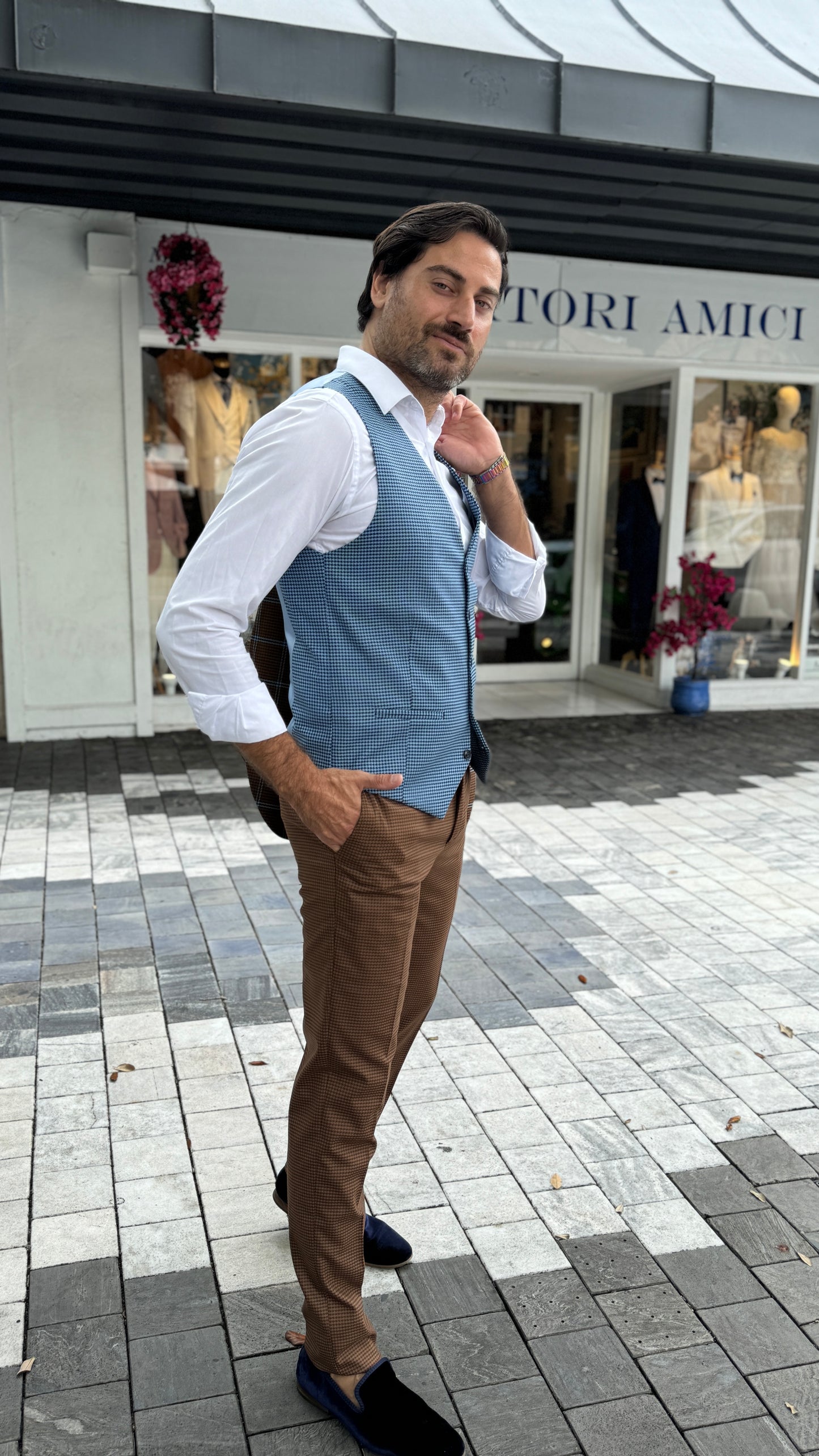 Brown & Blue Houndstooth Suit Set – Sartori Amici