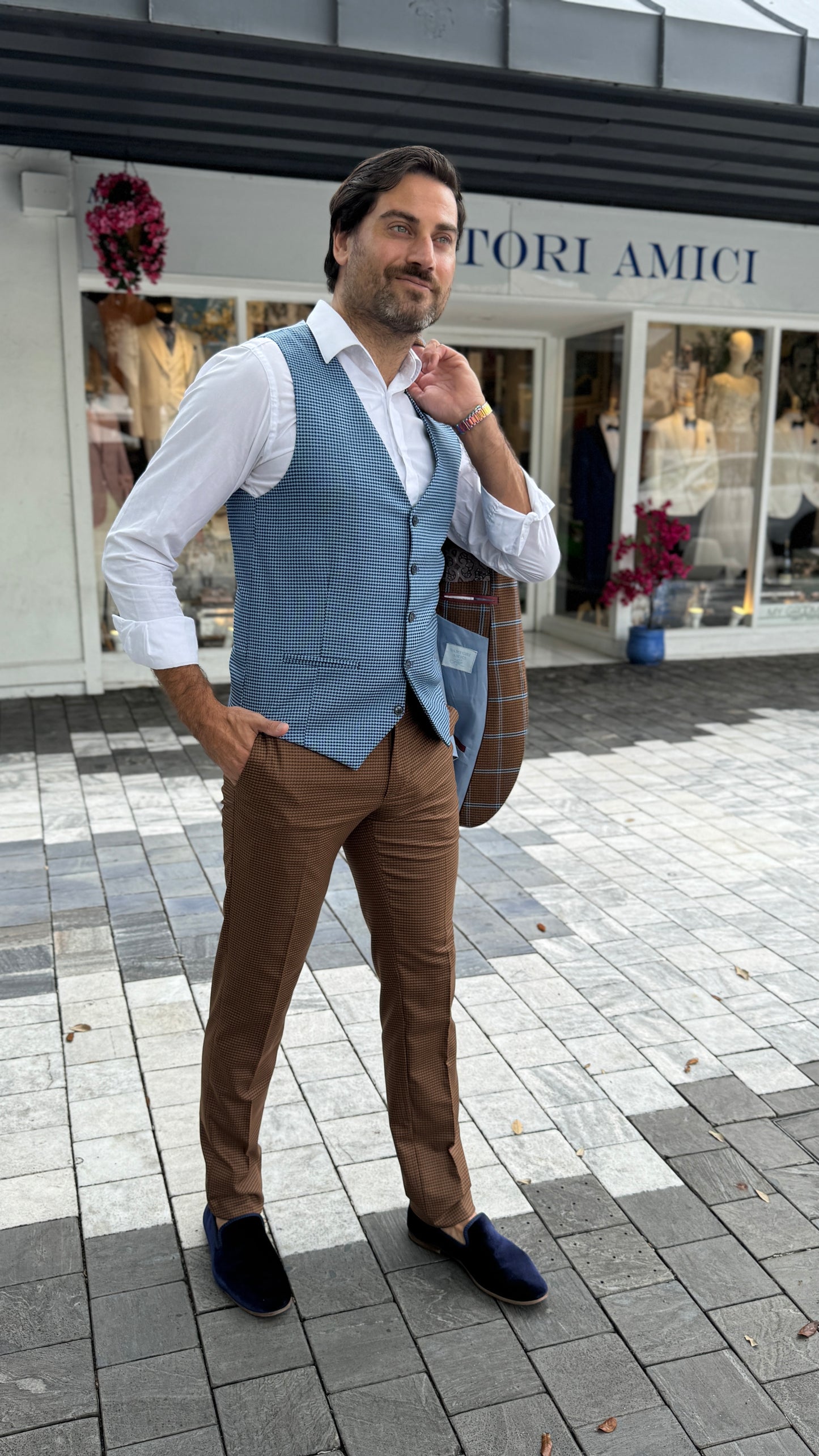 Brown & Blue Houndstooth Suit Set – Sartori Amici