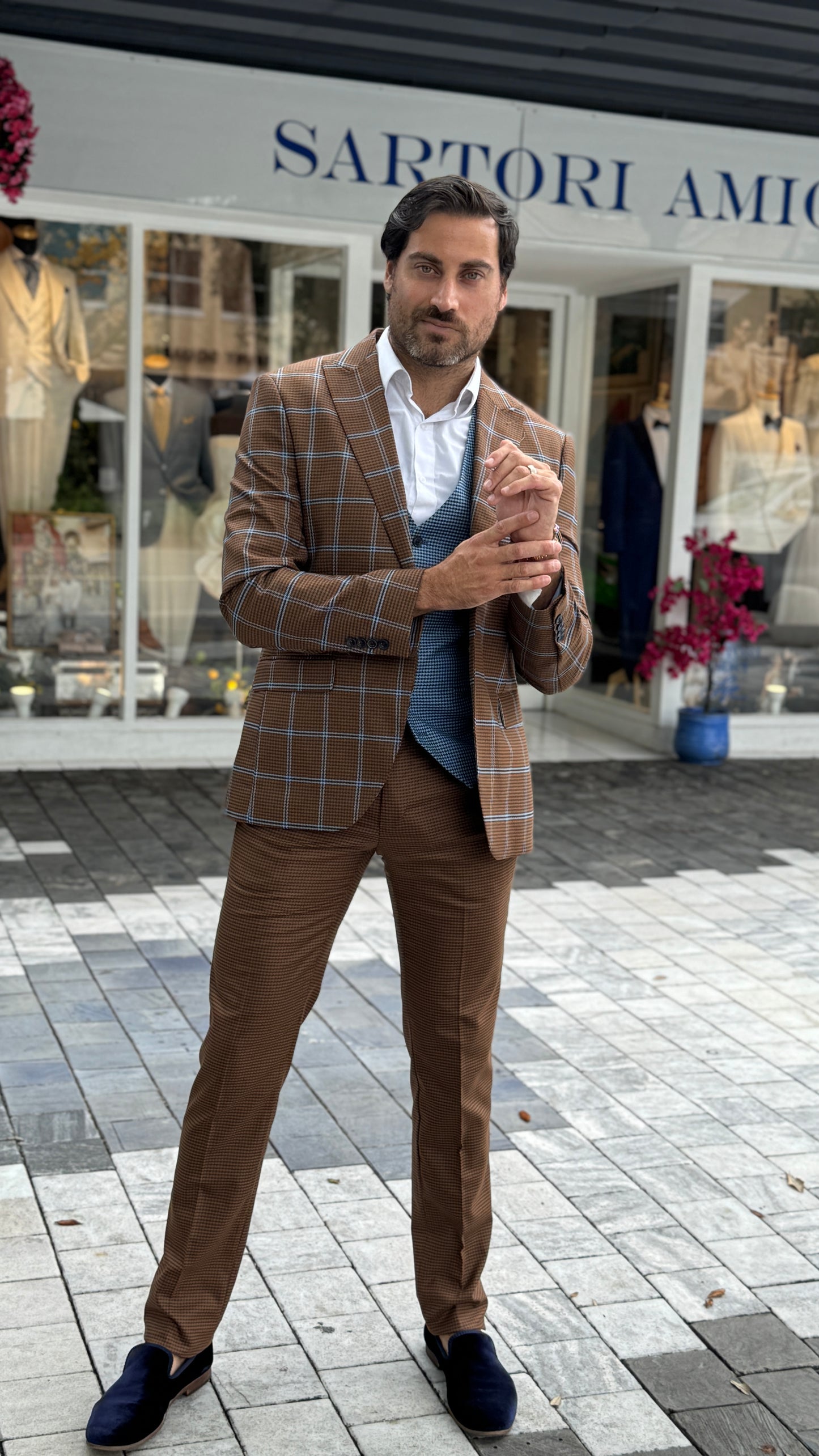 Brown & Blue Houndstooth Suit Set – Sartori Amici