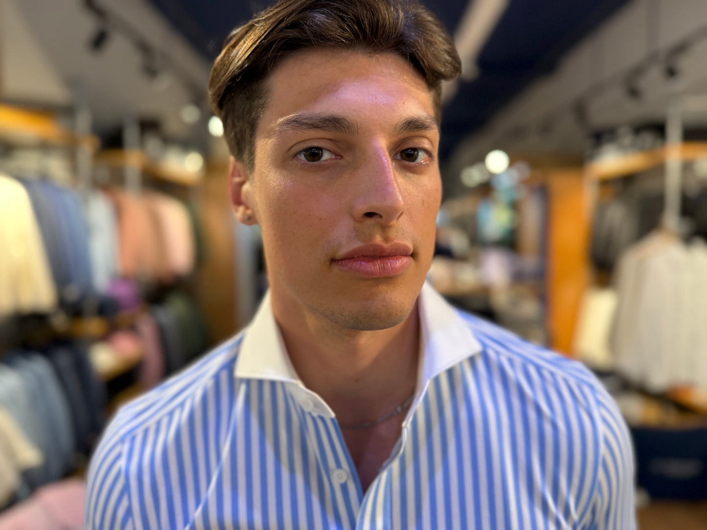 Blue Stripe Sartorilife Shirt with White Collar