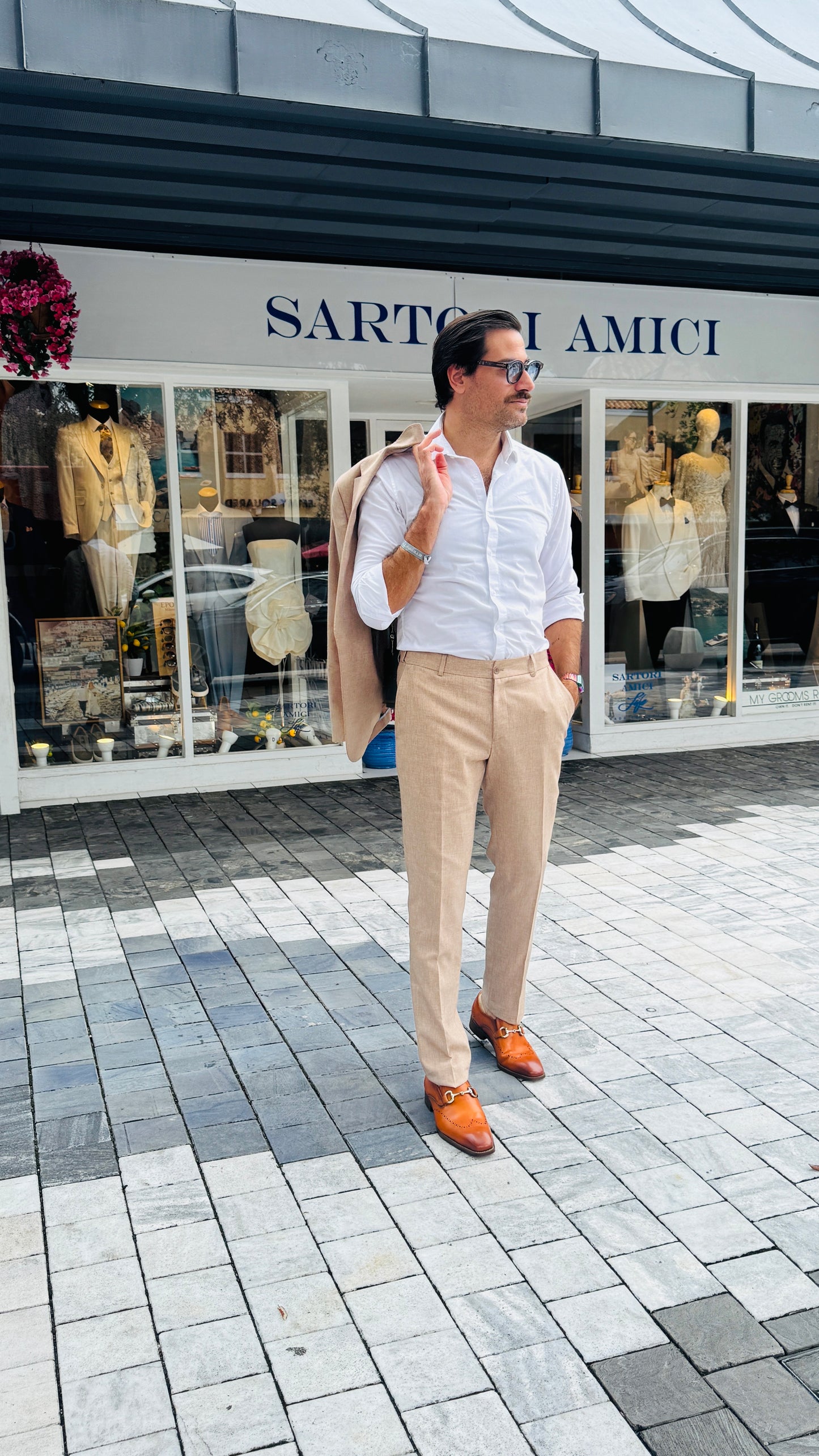 Modern Beige Linen Suit