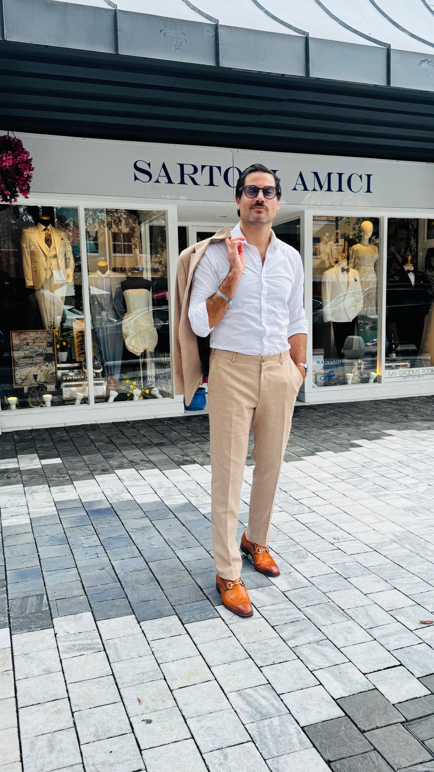 Modern Beige Linen Suit