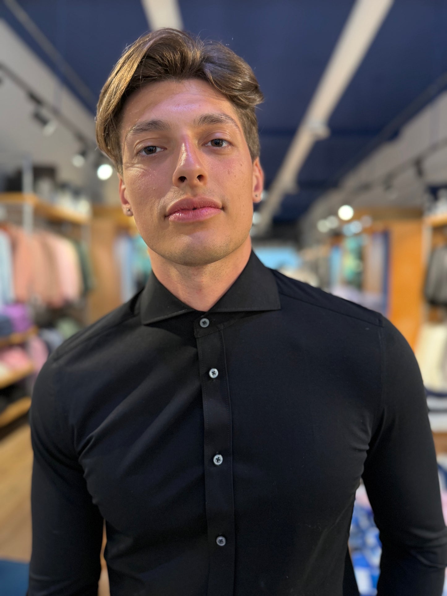 Black Stretch Long Sleeve Shirt