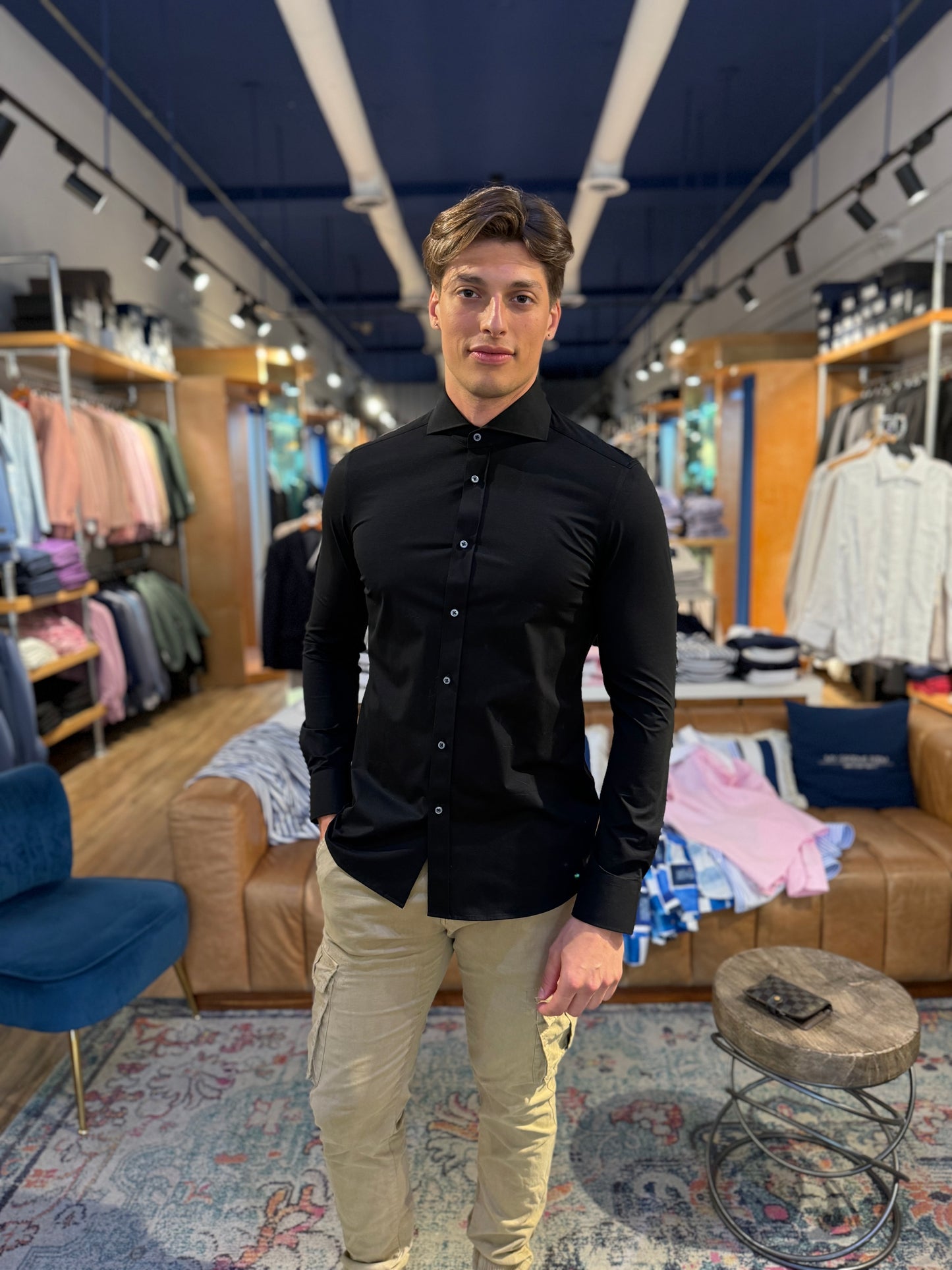 Black Stretch Long Sleeve Shirt