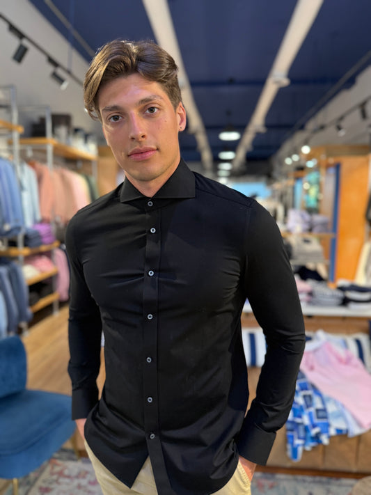 Black Stretch Long Sleeve Shirt