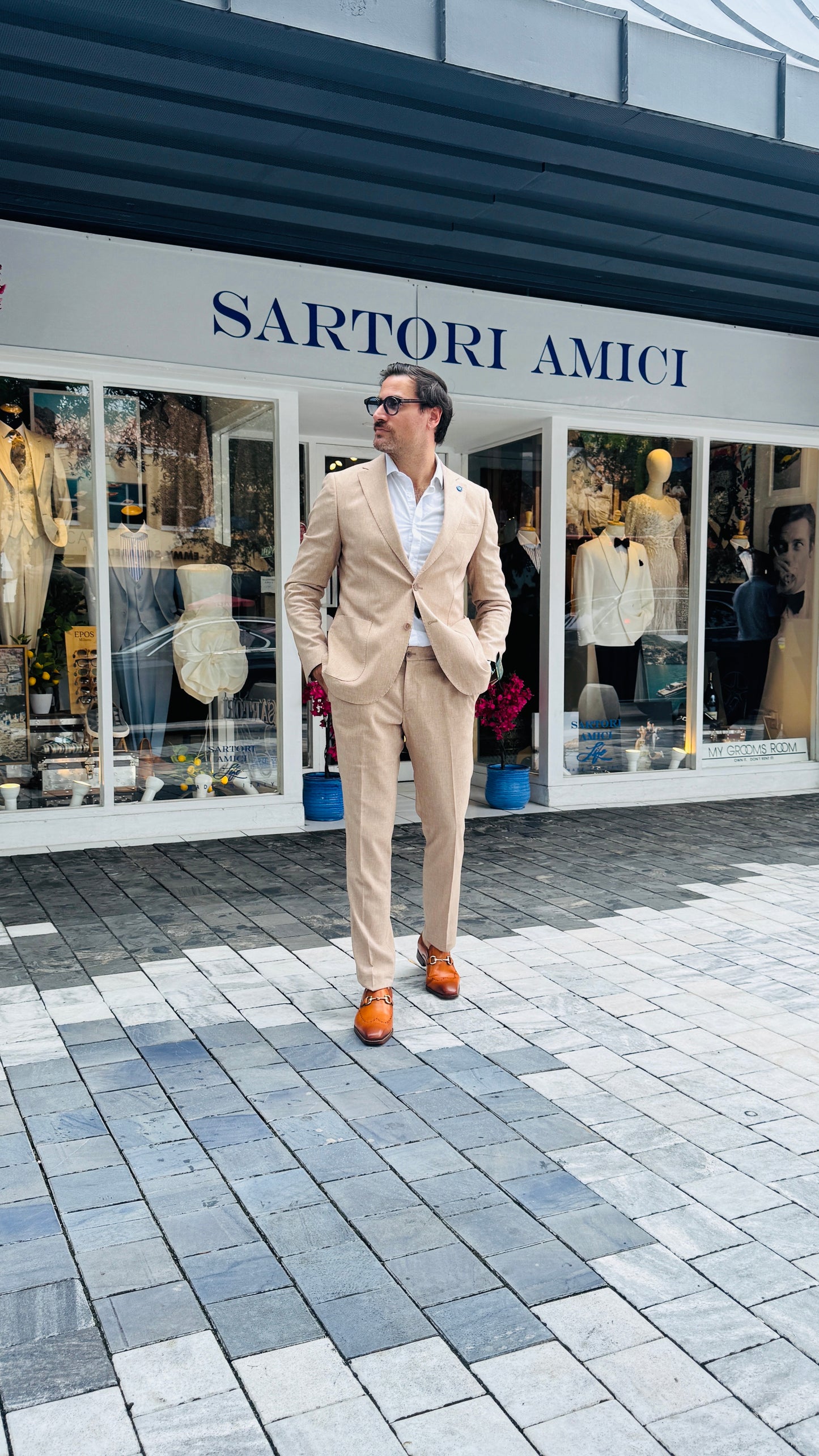 Modern Beige Linen Suit