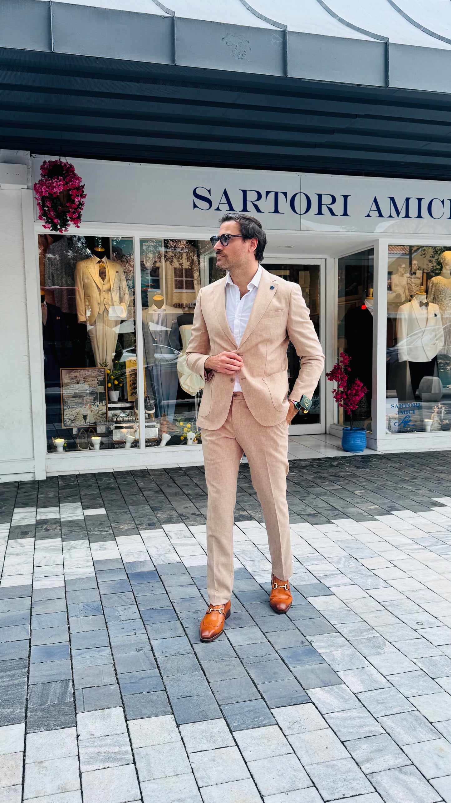 Modern Beige Linen Suit