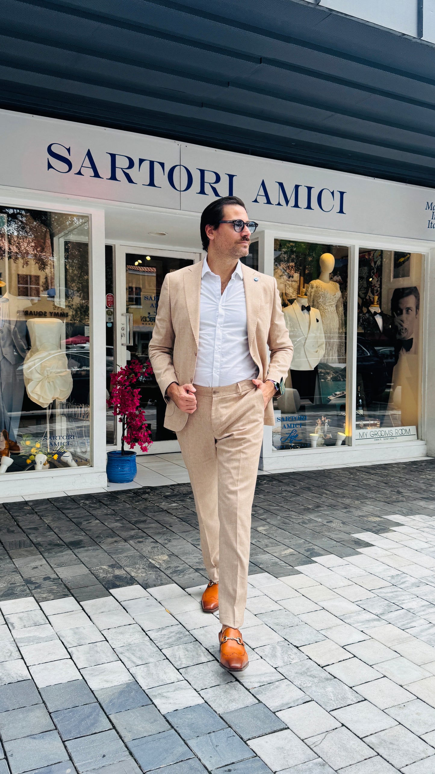 Modern Beige Linen Suit