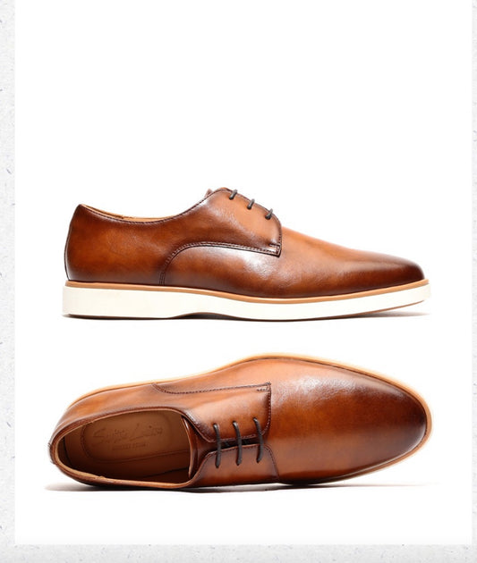 Brown dress shoe with sneaker sole