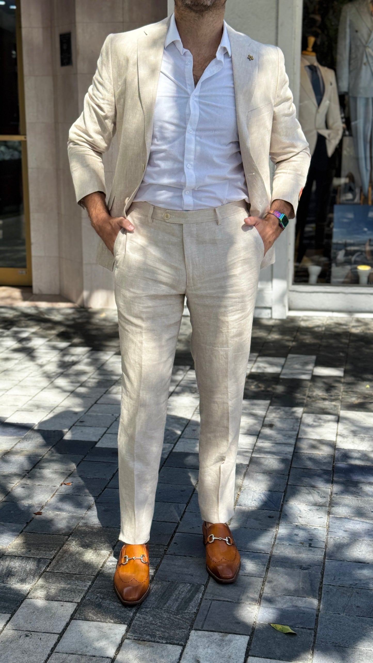 Linen Beige Italian Suit