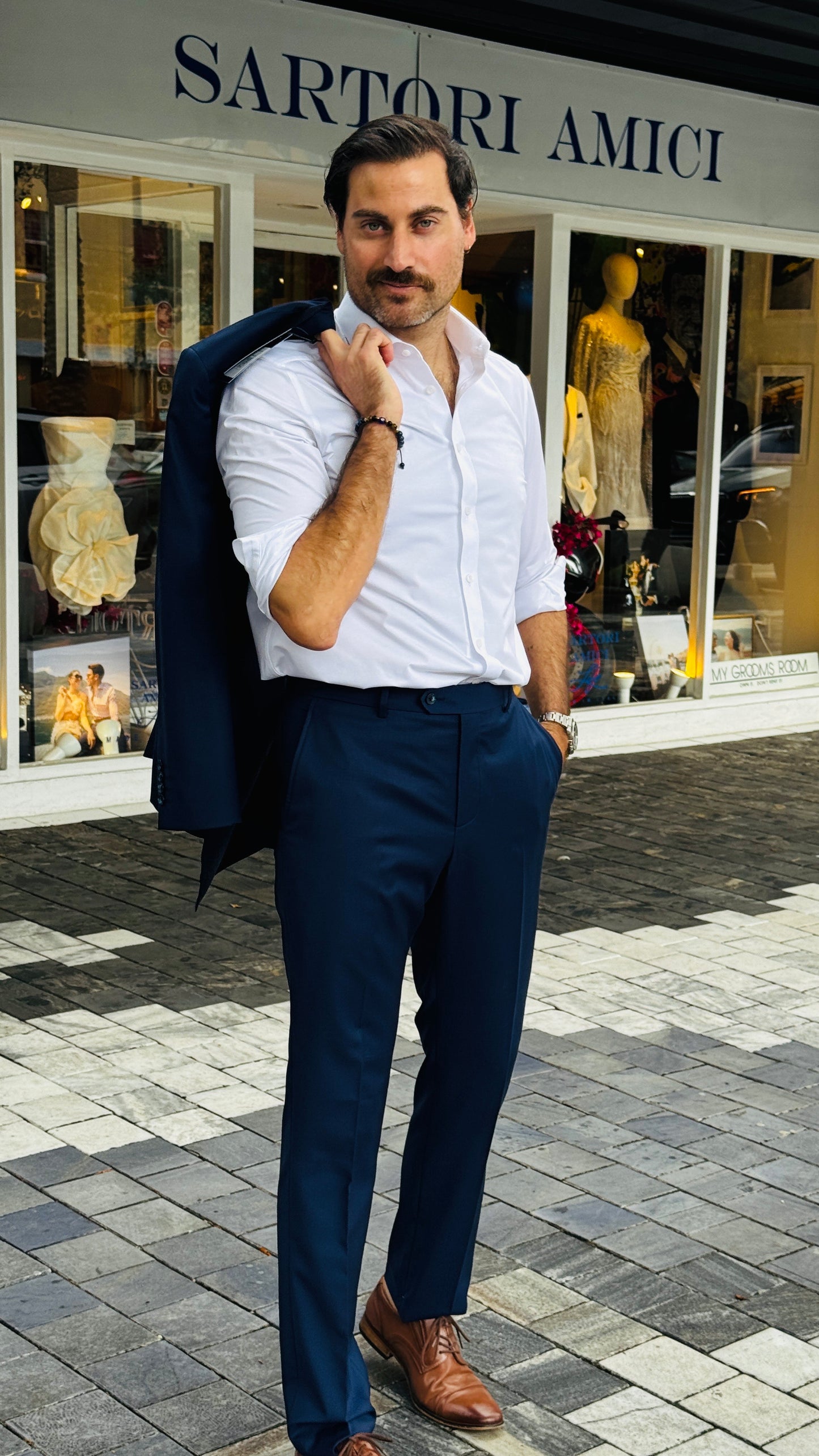 Navy Notch Lapel Suit – Sartori Amici Custom Collection