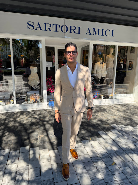 Sartori Amici Beige Stretch Suit – Effortless Elegance & Supreme Comfort