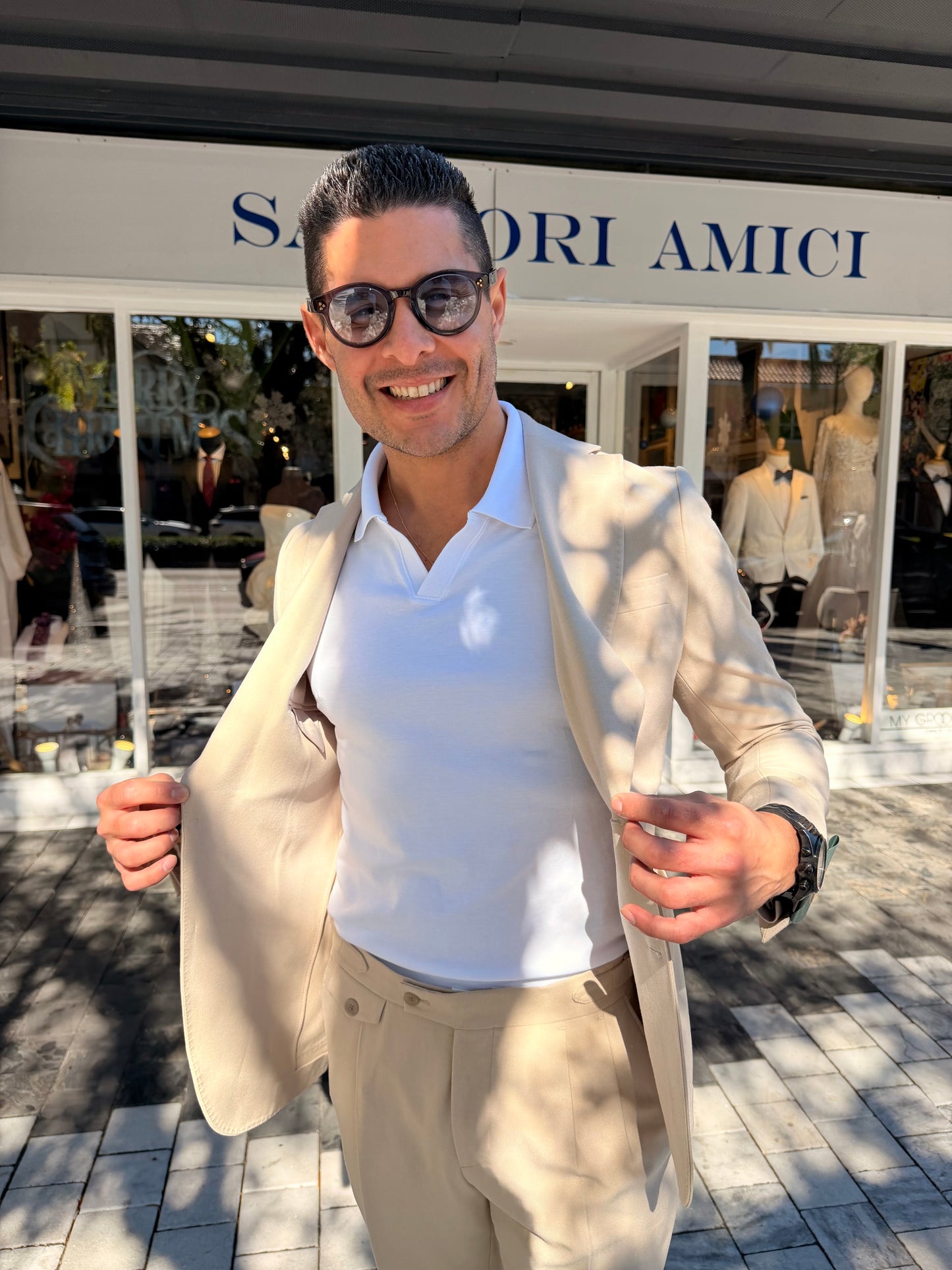 Sartori Amici Beige Stretch Suit – Effortless Elegance & Supreme Comfort