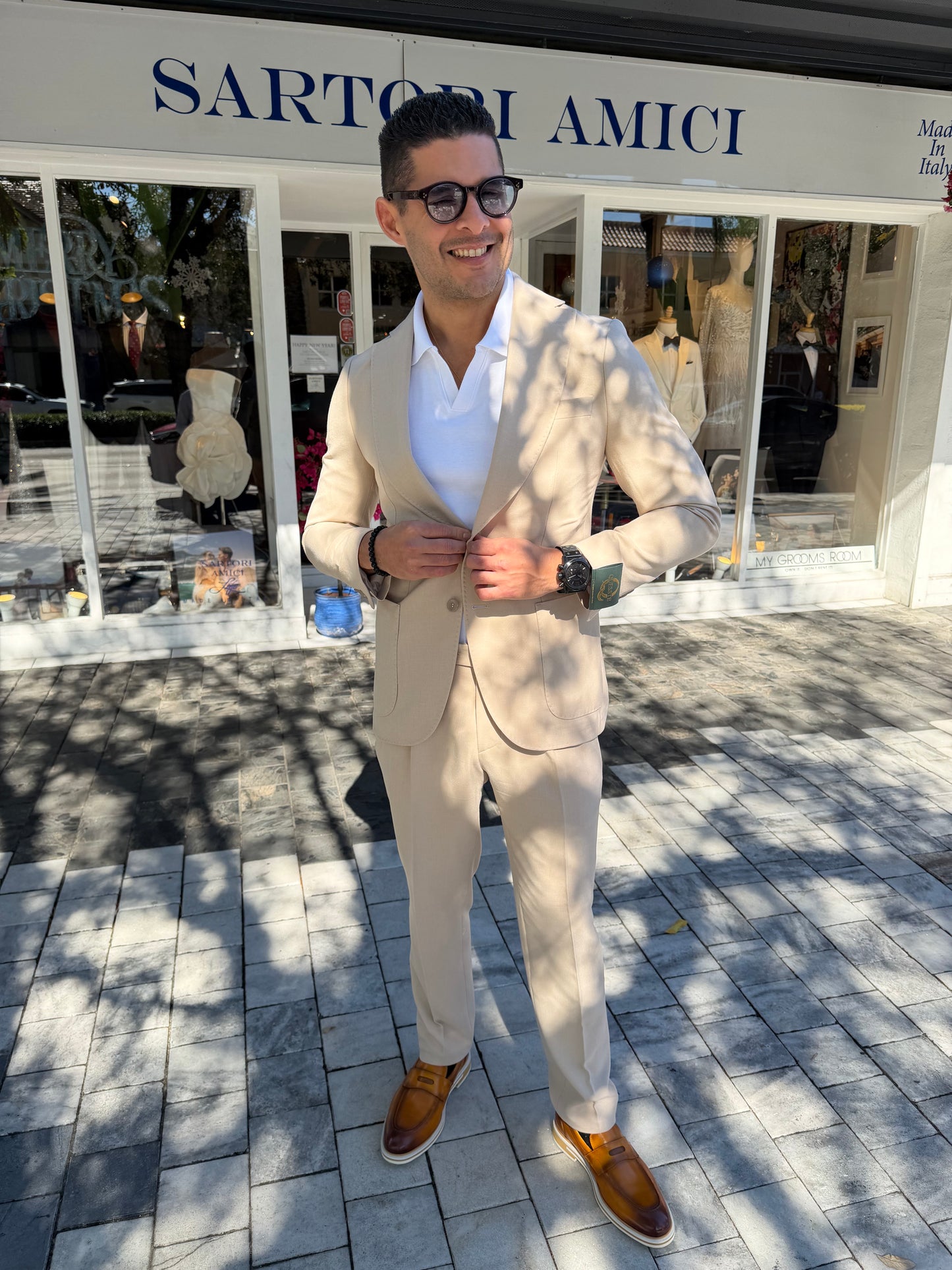 Sartori Amici Beige Stretch Suit – Effortless Elegance & Supreme Comfort