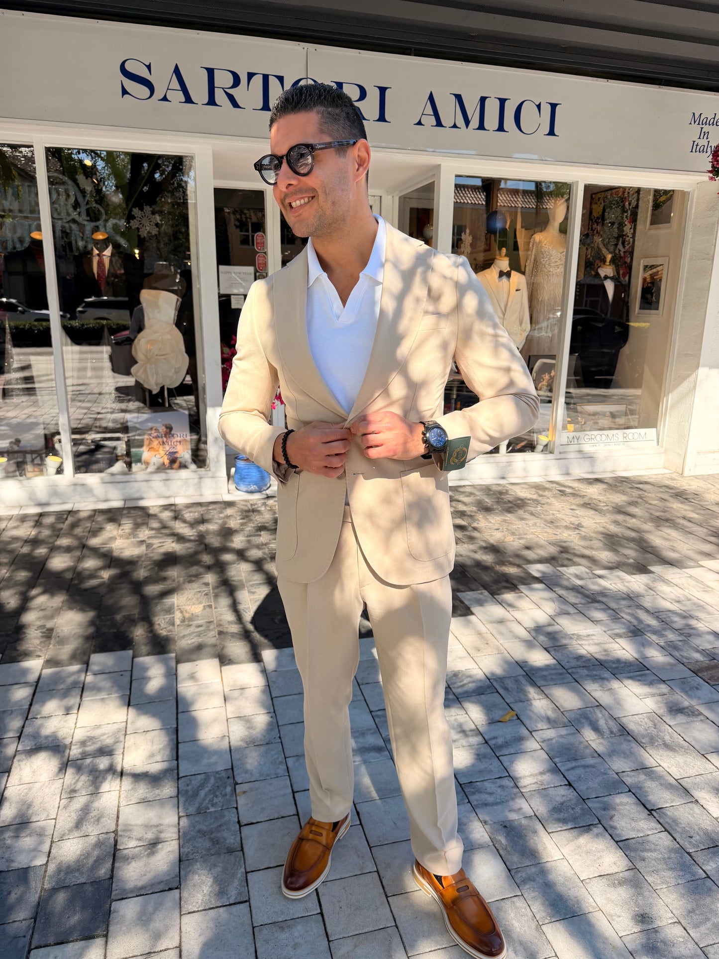 Sartori Amici Beige Stretch Suit – Effortless Elegance & Supreme Comfort