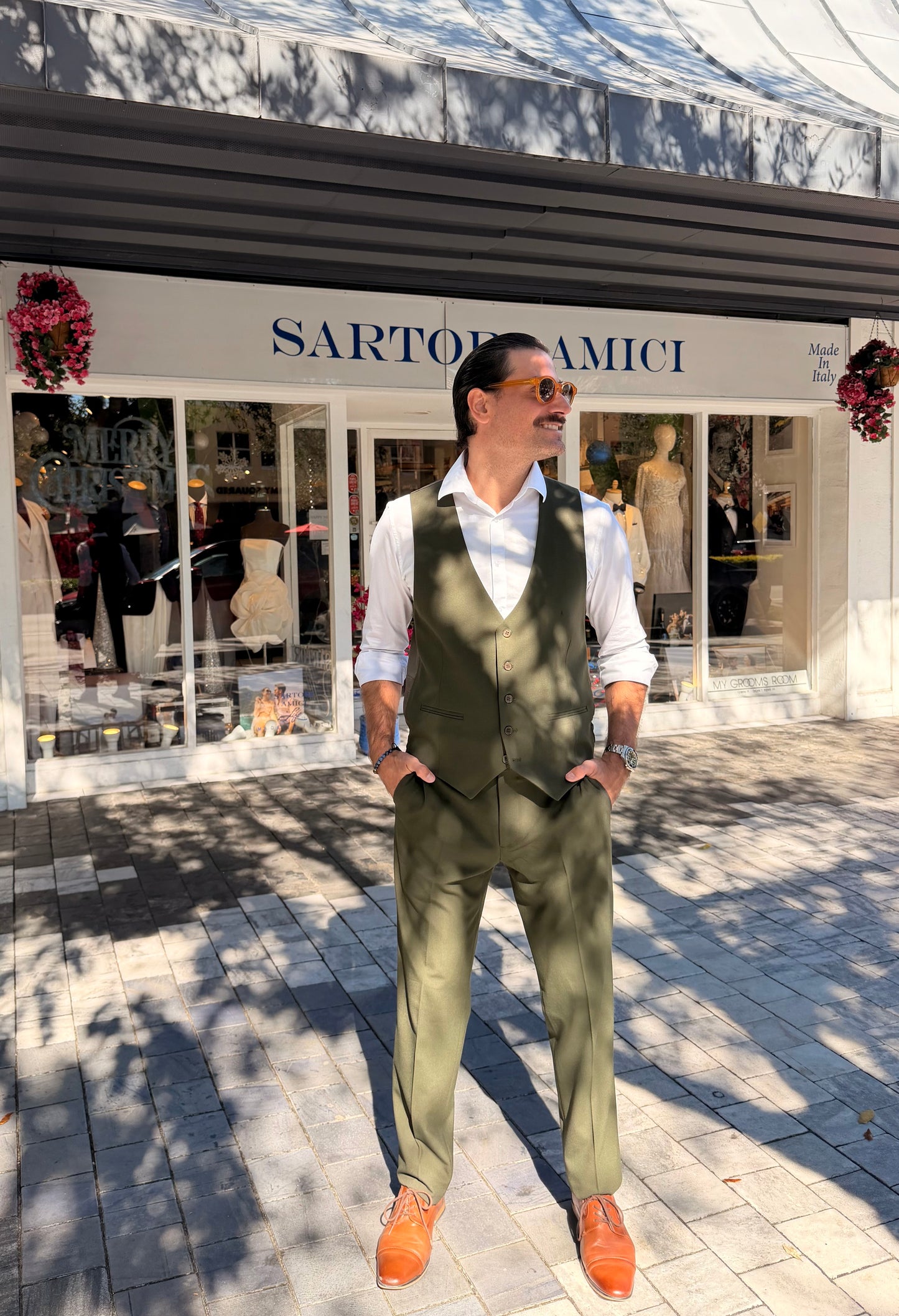 Sartori Amici Olive Green Suit – Modern Italian Elegance
