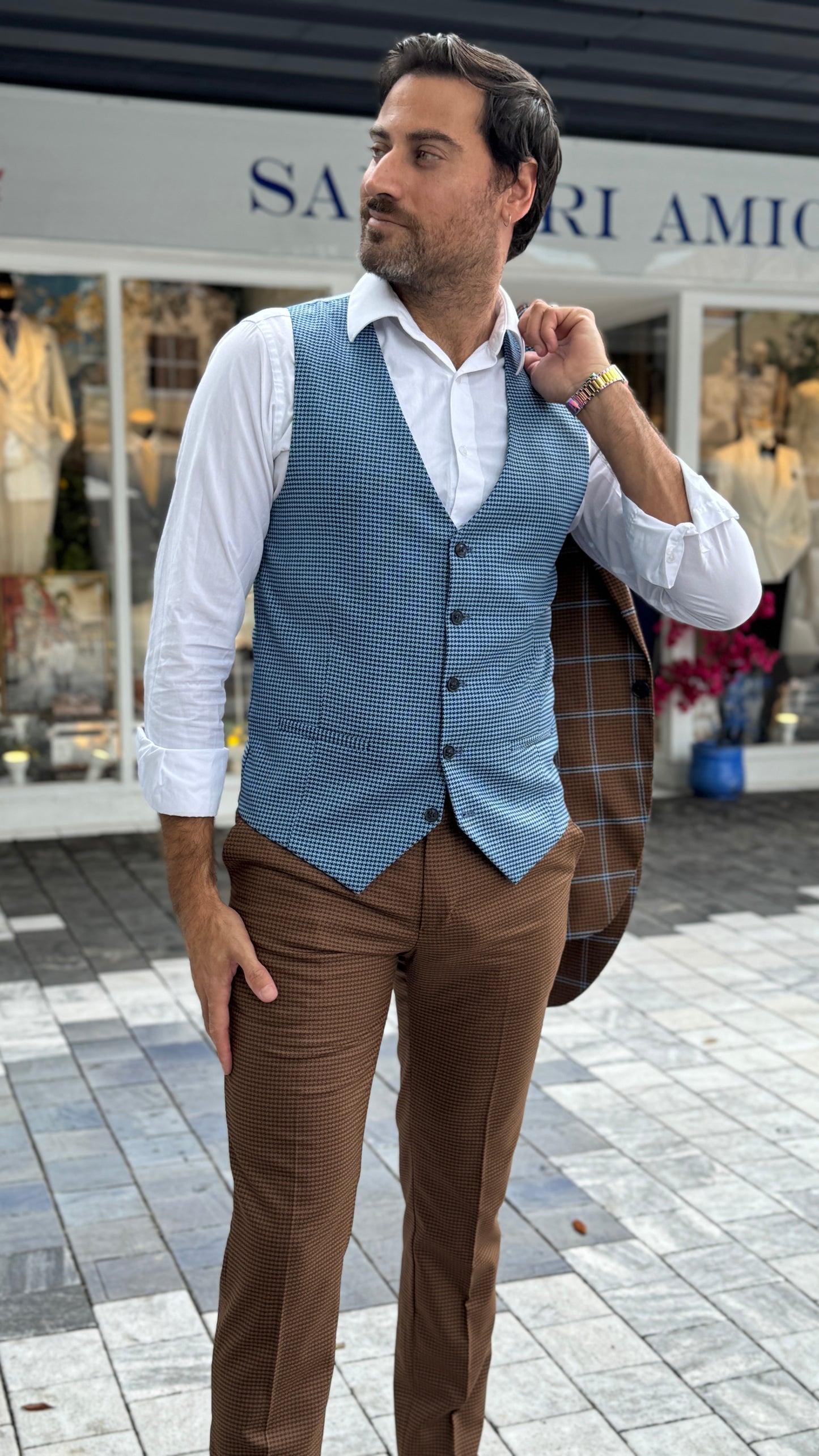 Brown & Blue Houndstooth Suit Set – Sartori Amici