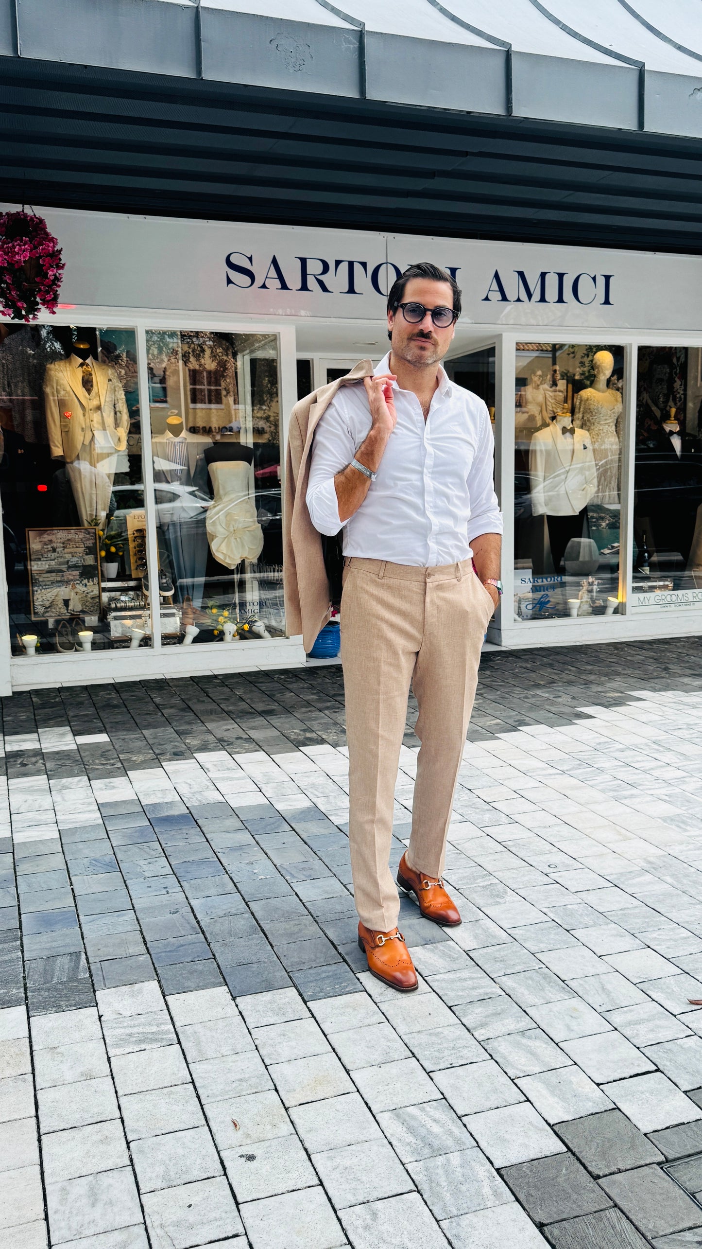 Modern Beige Linen Suit